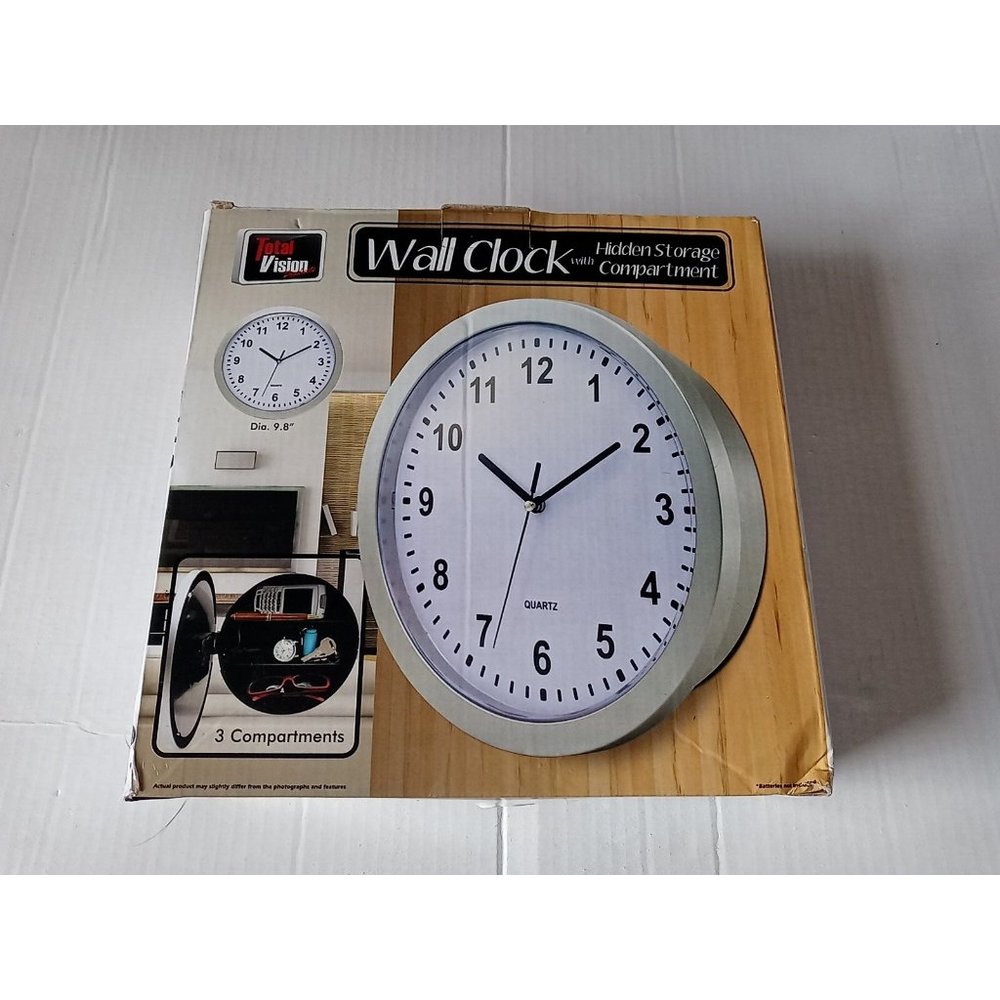 Wall Clock With Hidden Safe Compartment Secret Storage Valuables Cash Box - Picture 7 of 13